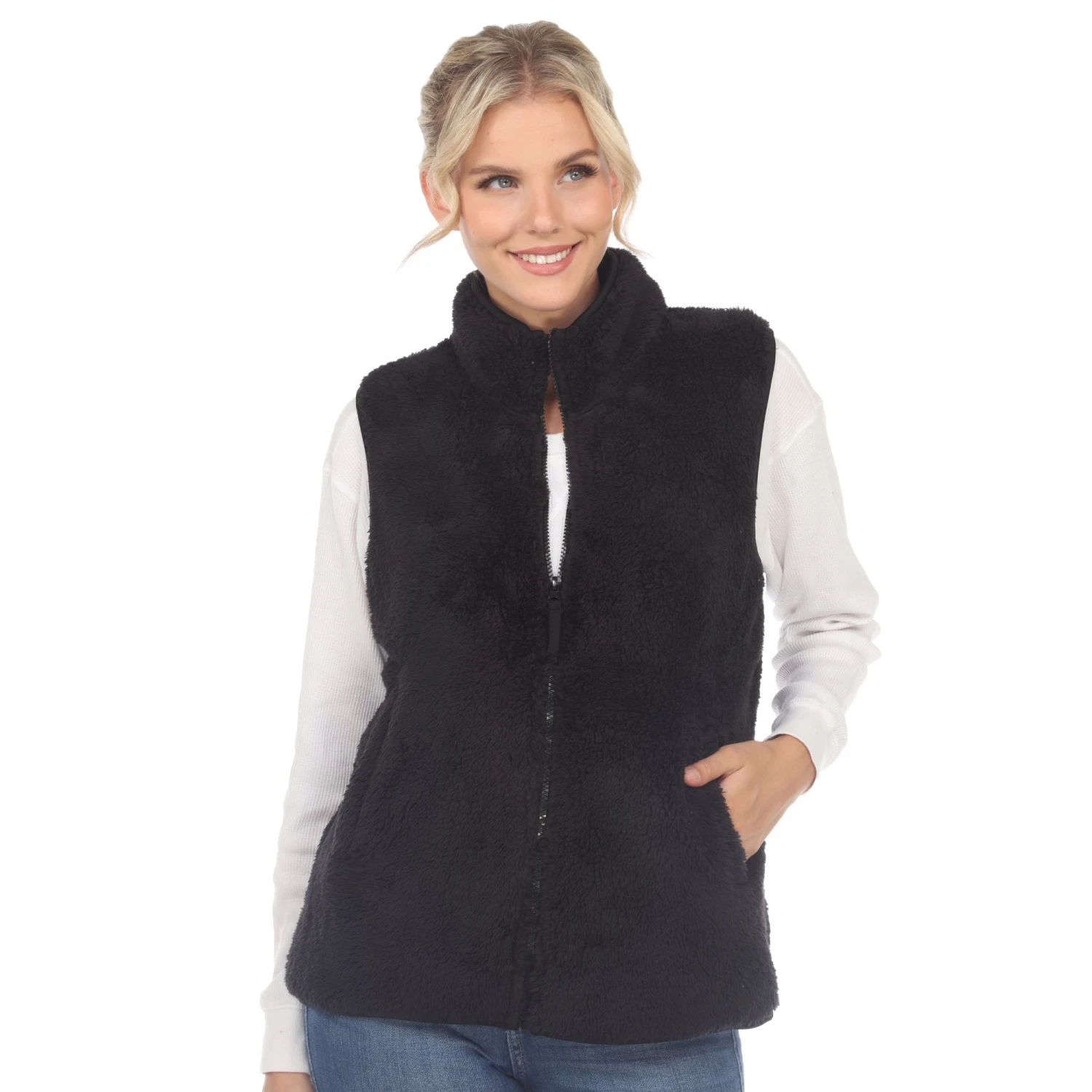 Women's Cozy Zip-Up Sherpa Vest with Pockets 11 Women's Cozy Zip-Up Sherpa Vest with Pockets - Image 11