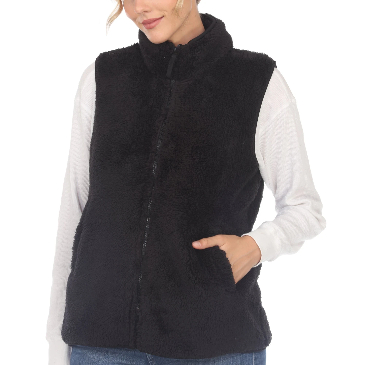 Women's Cozy Zip-Up Sherpa Vest with Pockets 15 Women's Cozy Zip-Up Sherpa Vest with Pockets - Image 15