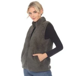 Women's Cozy Zip-Up Sherpa Vest with Pockets 26 Women's Cozy Zip-Up Sherpa Vest with Pockets -Dressbarn Store womens zip up sherpa vest 975062