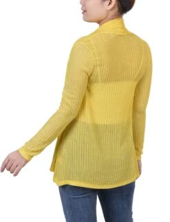 Vibrant Yellow Open Knit Cardigan - Soft Stretch Layering Essential 7 Vibrant Yellow Open Knit Cardigan - Soft Stretch Layering Essential -Dressbarn Store yellow open knit cardigan 469364