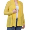 Vibrant Yellow Open Knit Cardigan - Soft Stretch Layering Essential